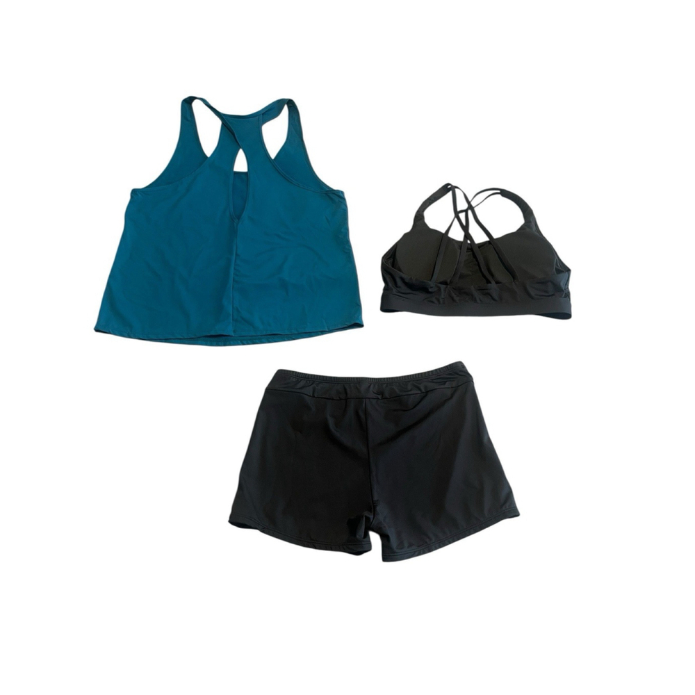 Tempt Me Swimsuit Set 3 Piece Womens Large Black Teal - Picture 16 of 16
